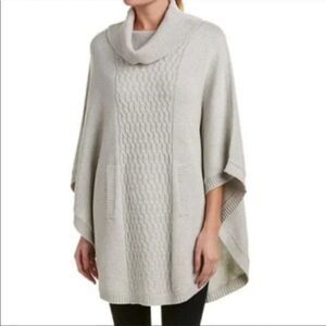 Cabi Glacier Cable Knit Poncho Gray Pullover Sweater M #3003